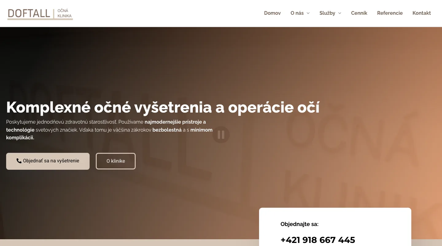doftall.sk, ukážka webu