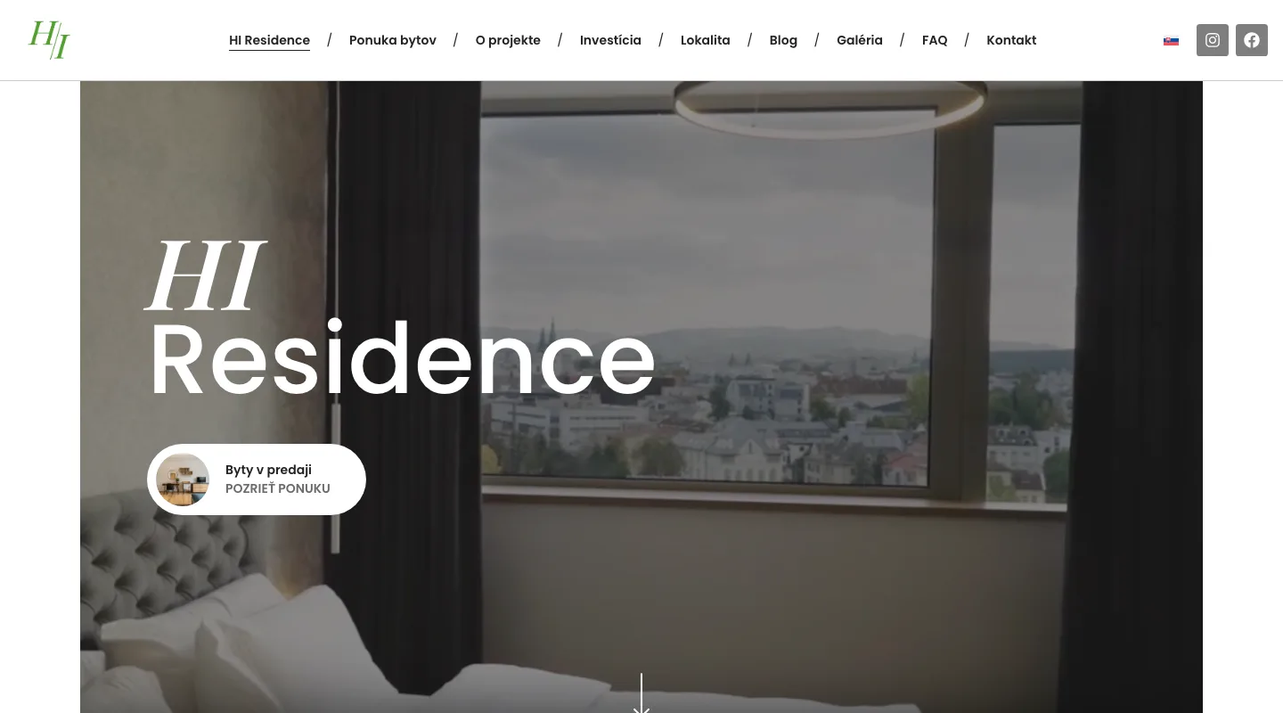 hiresidence.sk, ukážka webu