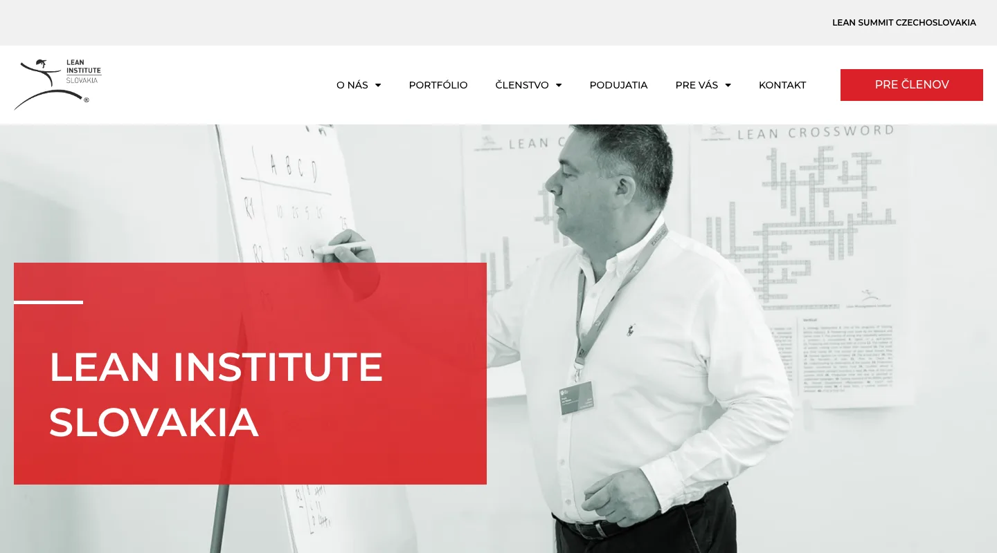 Lean Institute Slovakia, ukážka webu