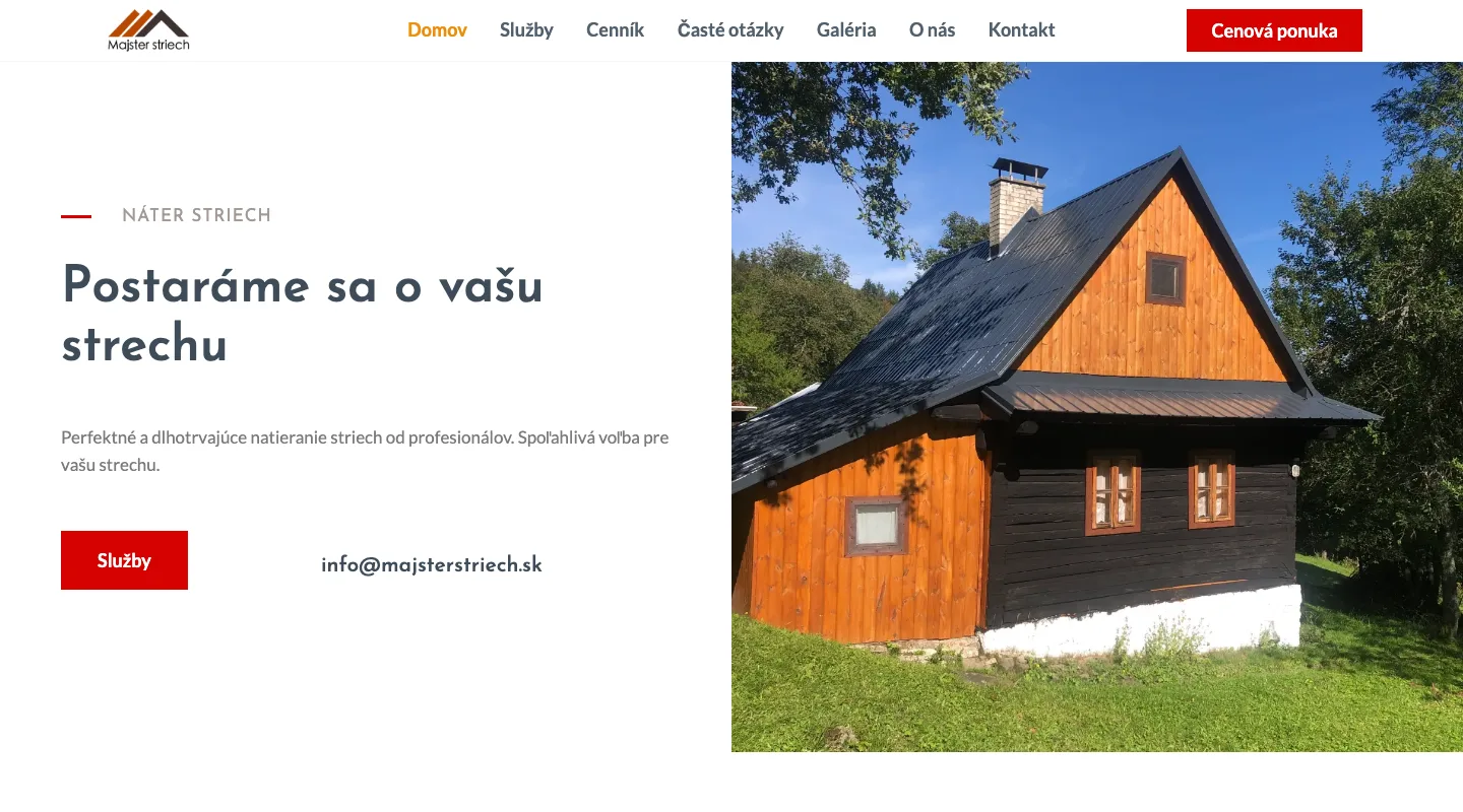 majsterstriech.sk, ukážka webu