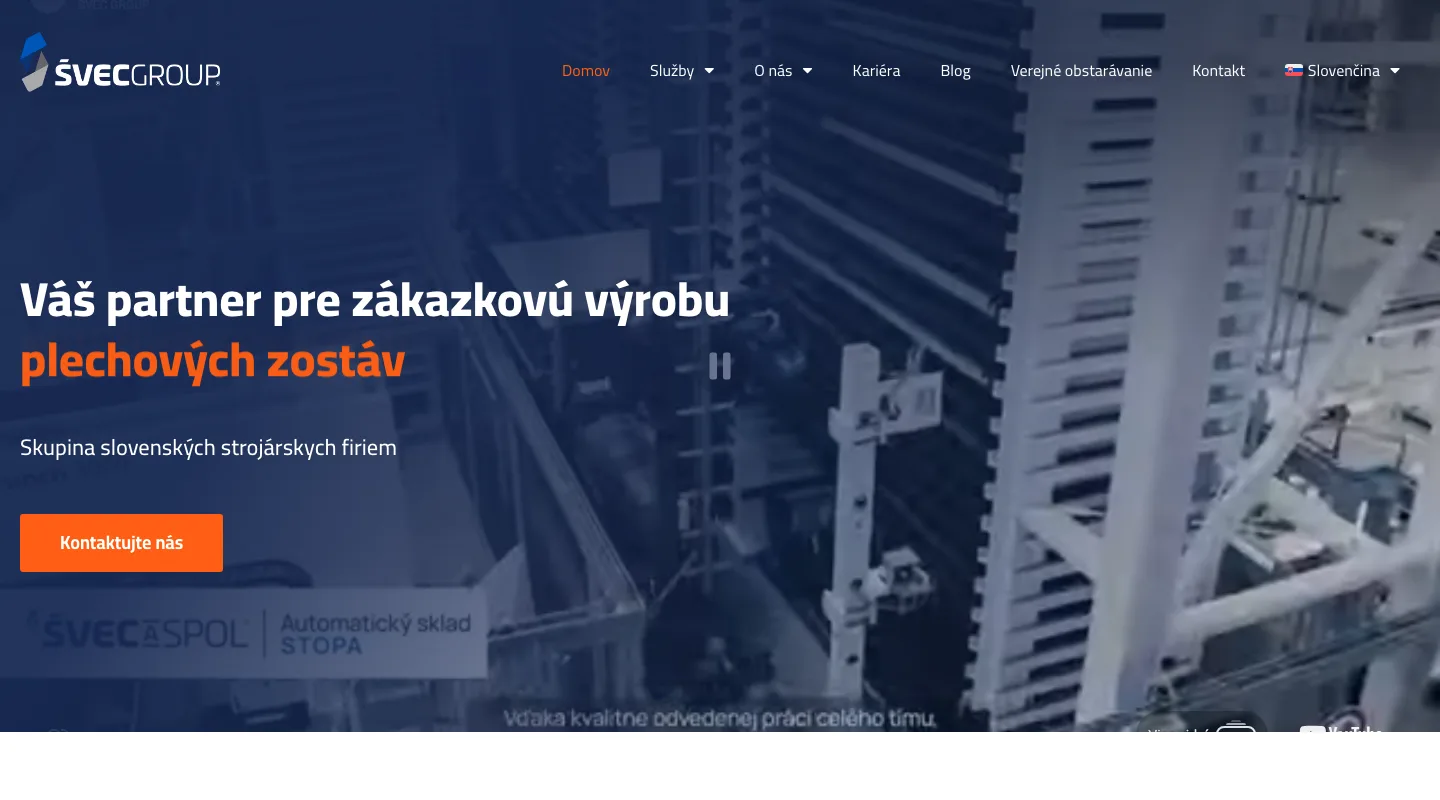 ŠVEC Group, ukážka webu