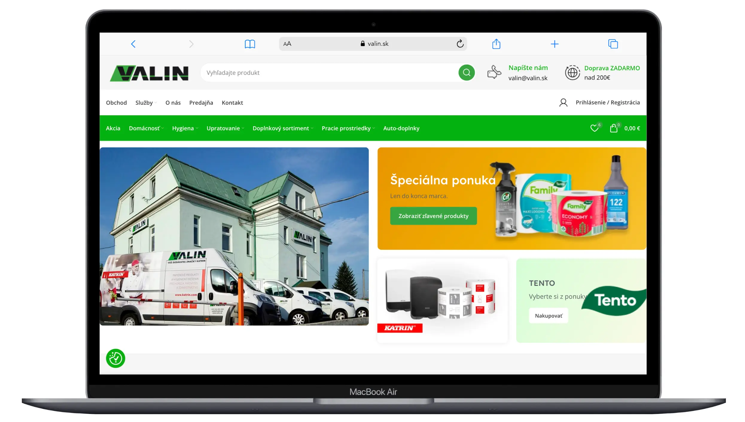 valin.sk, ukážka webu