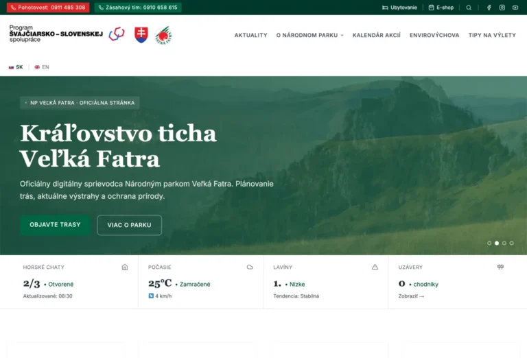 npvelkafatra.sk, ukážka webu