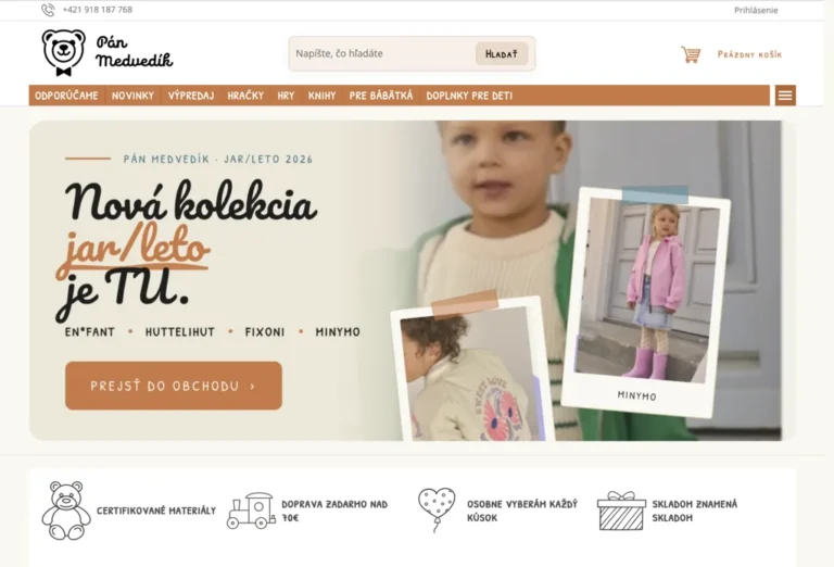 panmedvedik.sk, ukážka webu