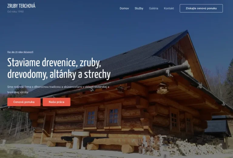 zrubyterchova.sk, ukážka webu