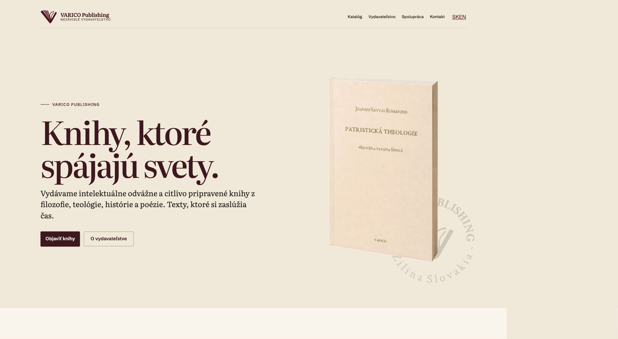 Hlavná stránka webu VARICO Publishing
